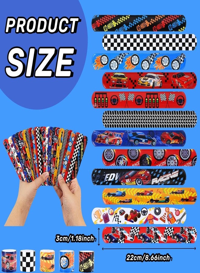 YANMIN 60pcs Hot Race Car Party Favors Kids Bulk Slap Bracelets with Race Cars Theme Goodie Bags Stuffers for Birthday Christmas Halloween Party, Treasure Box Toys for Classroom Prizes - Image 4
